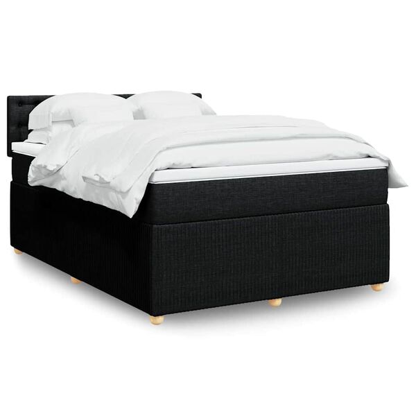 vidaXL Posteľn&yacute; r&aacute;m boxspring s matracom čierny 140x200 cm l&aacute;tka