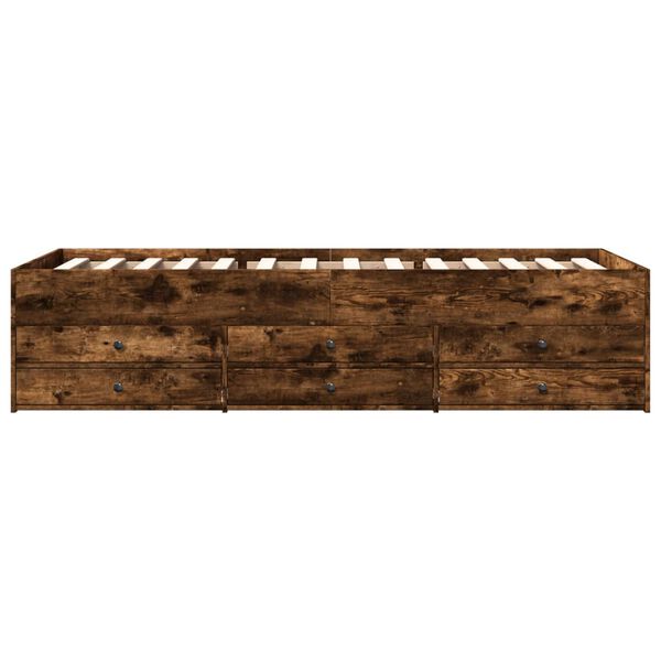 vidaXL Váľanda so zásuvkami bez matraca dymový dub 100x200 cm