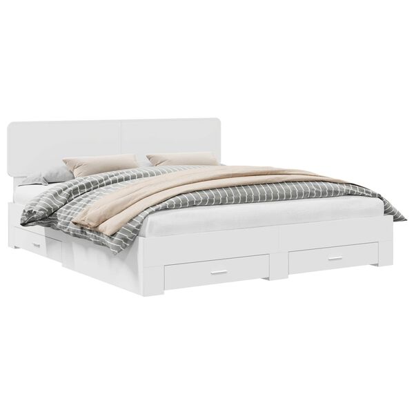 vidaXL R&aacute;m postele s čelnou doskou Biela 200 x 200 cm Kompozitn&eacute; drevo