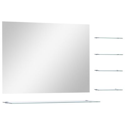 vidaXL Nástenné zrkadlo s poličkou 80x60 cm, tvrdené sklo