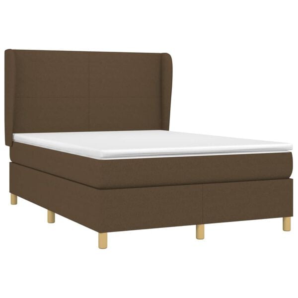 vidaXL Boxspring posteľ s matracom tmavohned&aacute; 140x200 cm l&aacute;tka