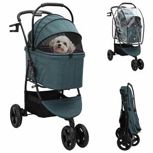 vidaXL Skladan&yacute; koč&iacute;k pre dom&aacute;ce zvierat&aacute; Zelen&aacute; 78 x 54 x 101 cm