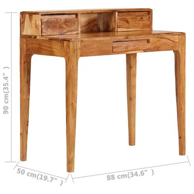 vidaXL Písací stôl so zásuvkami, masívne drevo 88x50x90 cm