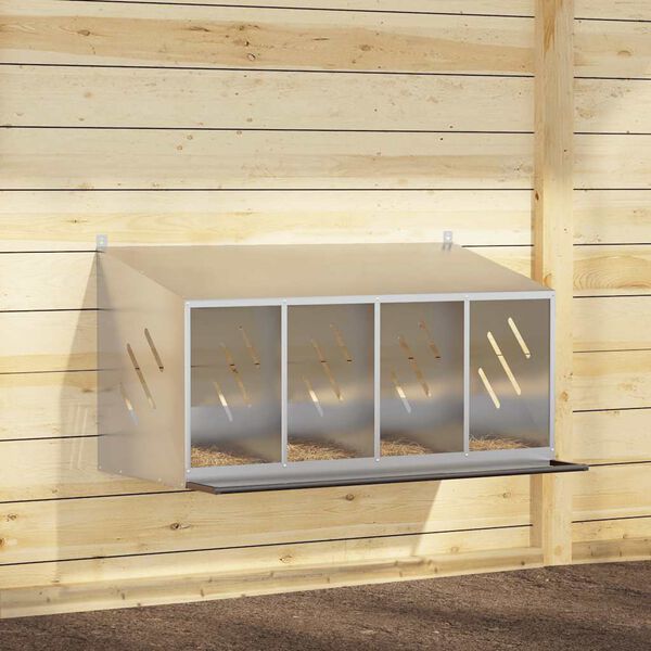 VidaXL Hniezdo pre kurčatá s 4 priehradkami, strieborný kov