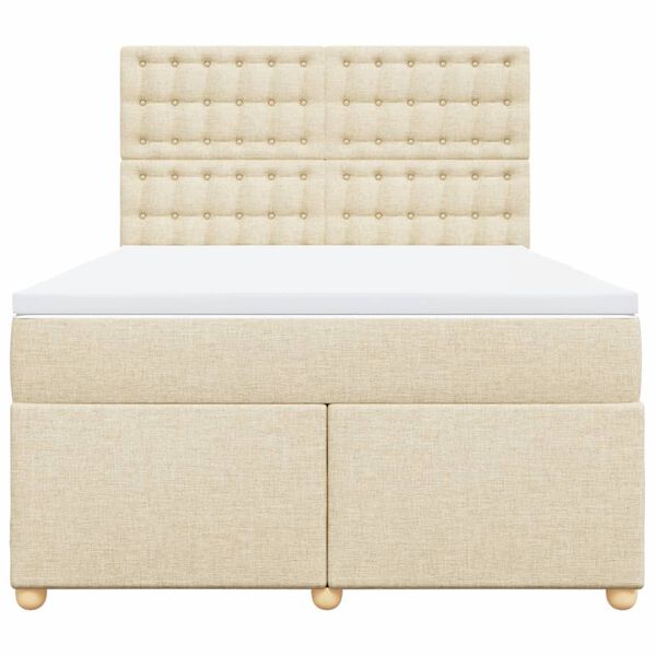 vidaXL Posteľn&yacute; r&aacute;m boxspring s matracom kr&eacute;mov&yacute; 140x200 cm l&aacute;tka