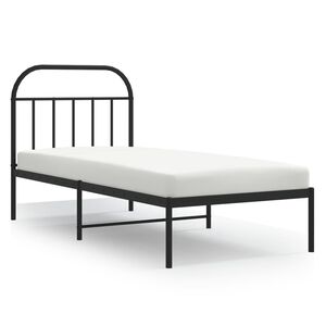 vidaXL Kovov&yacute; r&aacute;m postele s čelom čierny 80x200 cm