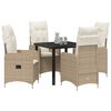 vidaXL Záhradný jedálenský set s vankúšom 5 pcs Béžová Poly ratan