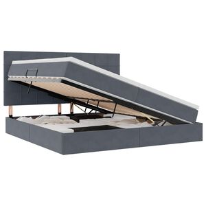 vidaXL Postel s &uacute;ložn&yacute;m prostorem a matrac&iacute; Tmavo &scaron;ed&aacute; 200 x 200 cm