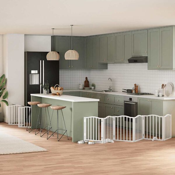 vidaXL Br&aacute;na pre psa s dverami sklad. 12pan.biela 600cm topoľov&eacute; drevo