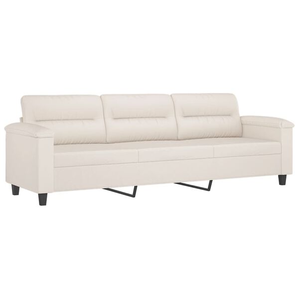 vidaXL 3-miestna pohovka s podnožkou b&eacute;žov&aacute; 210 cm mikrovl&aacute;kno