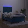 vidaXL Boxspring posteľ s matracom a LED, tmavomodr&aacute; 120x190 cm, zamat
