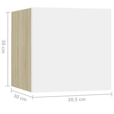 vidaXL Nočné stolíky 2 ks biele a dub sonoma 30,5x30x30 cm drevotrieska