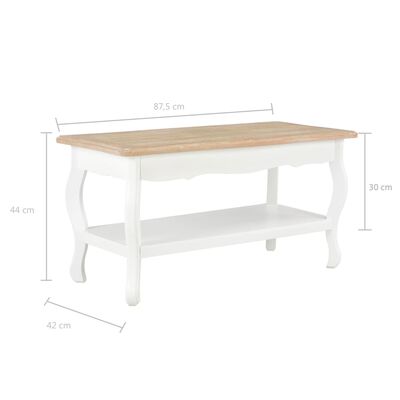 vidaXL Konferenčný stolík, bielo hnedý 87,5x42x44 cm, borovicový masív