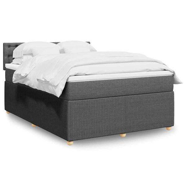 vidaXL Boxspring posteľ s matracom tmavosiv&aacute; 140x200 cm l&aacute;tka