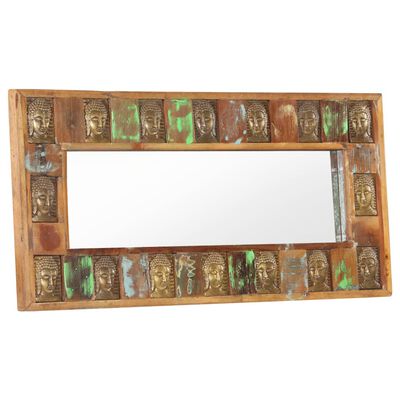 vidaXL Zrkadlo s obložením s Budhom 110x50 cm masívne recyklované drevo