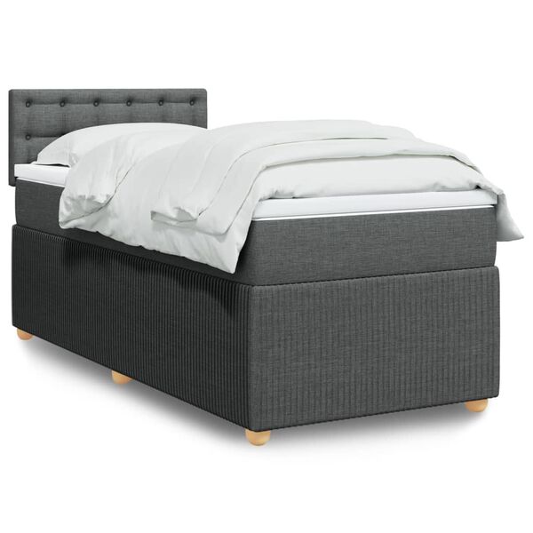 vidaXL Boxspring posteľ s matracom tmavosiv&aacute; 90x190 cm l&aacute;tka