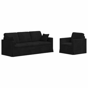 vidaXL Sada pohoviek 2 pcs Čierna 198 x 78 x 80 cm Zamat