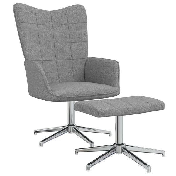 vidaXL Relaxačn&eacute; kreslo s podnožkou, svetlosiv&eacute;, l&aacute;tka