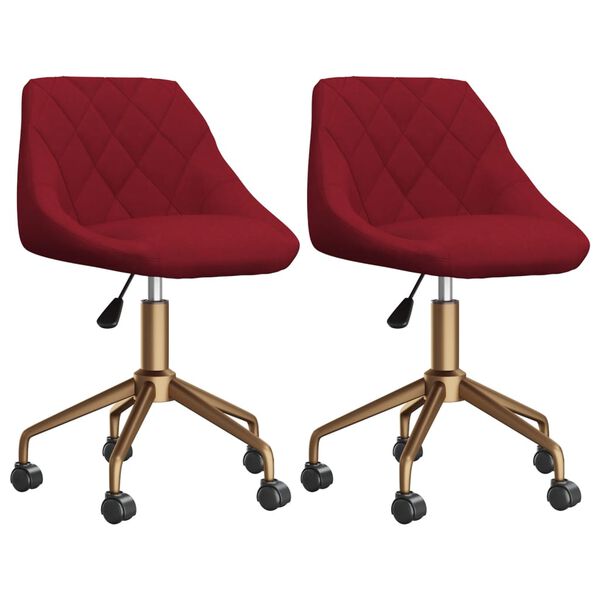 vidaXL Otočn&eacute; jed&aacute;lensk&eacute; stoličky 2 ks v&iacute;novo-červen&eacute; zamatov&eacute;