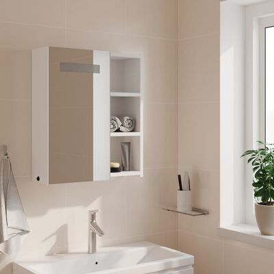 vidaXL Kúpeľňová zrkadlová skrinka s LED svetlom biela 45x13x52 cm