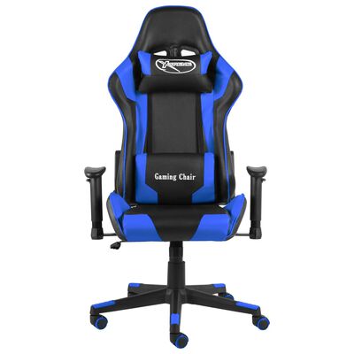 vidaXL Otočná herná stolička modrá PVC
