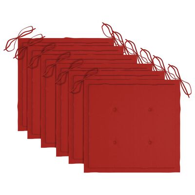vidaXL Záhradné stoličky, červené podložky 6 ks, tíkový masív