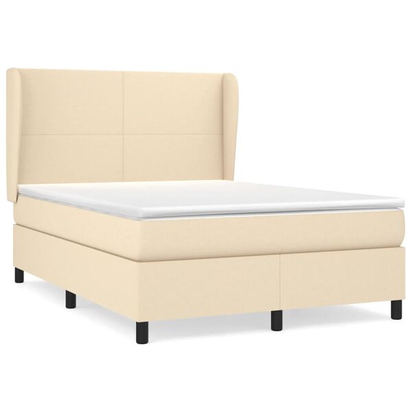 vidaXL Boxspring posteľ s matracom kr&eacute;mov&yacute; 140x190 cm l&aacute;tka