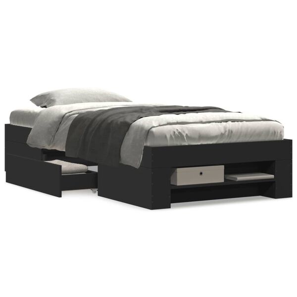 vidaXL Posteľn&yacute; r&aacute;m čierny 90x190 cm kompozitn&eacute; drevo