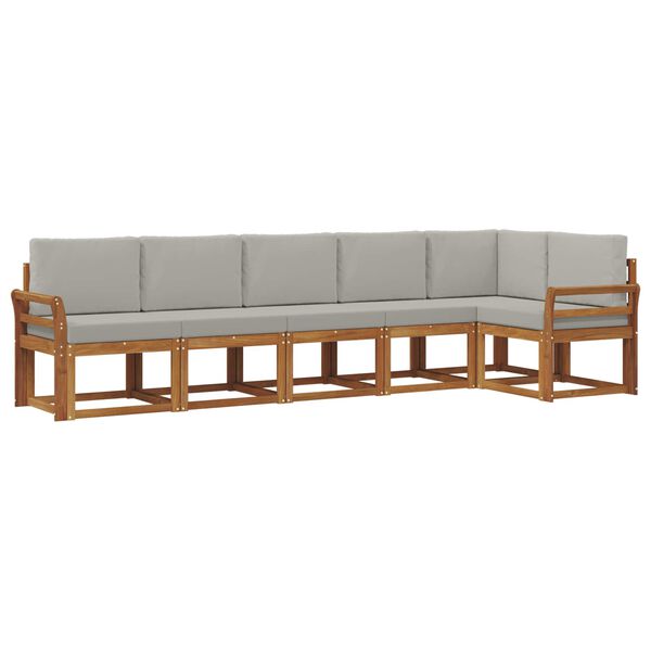 vidaXL Z&aacute;hradn&aacute; s&uacute;prava gaučov s vank&uacute;&scaron;om 6 pcs Pr&iacute;rodn&aacute; a svetlosiv&aacute;