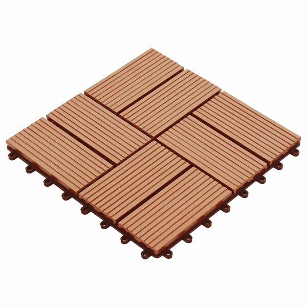 vidaXL Dlažba na terasu 11 pcs T&iacute;k 30 x 30 cm drevoplast