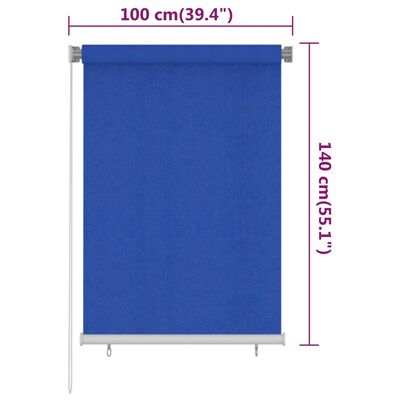 vidaXL Vonkajšia zatemňovacia roleta 100x140 cm modrá HDPE