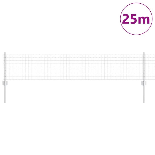 vidaXL Plot s podperou Strieborn&aacute; 0,4 x 25 m Oceľ