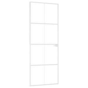 vidaXL Interi&eacute;rov&eacute; dvere biele 76x201,5 cm tvrden&eacute; sklo a hlin&iacute;k &uacute;zke