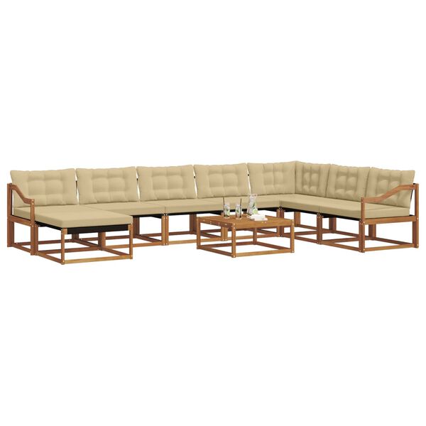 vidaXL Z&aacute;hradn&aacute; s&uacute;prava gaučov s vank&uacute;&scaron;om 9 pcs Pr&iacute;rodn&aacute; a b&eacute;žov&aacute;