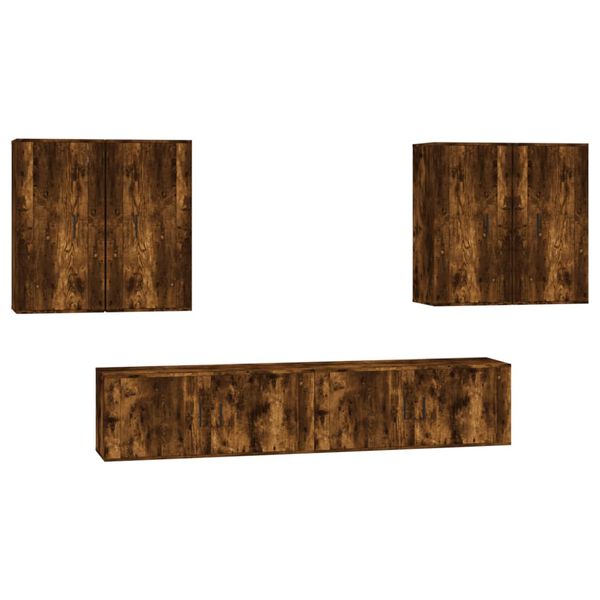 vidaXL 6-dielna s&uacute;prava TV skriniek dymov&yacute; dub spracovan&eacute; drevo