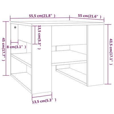 vidaXL Konferenčný stolík lesklý biely 55,5x55x45 cm spracované drevo