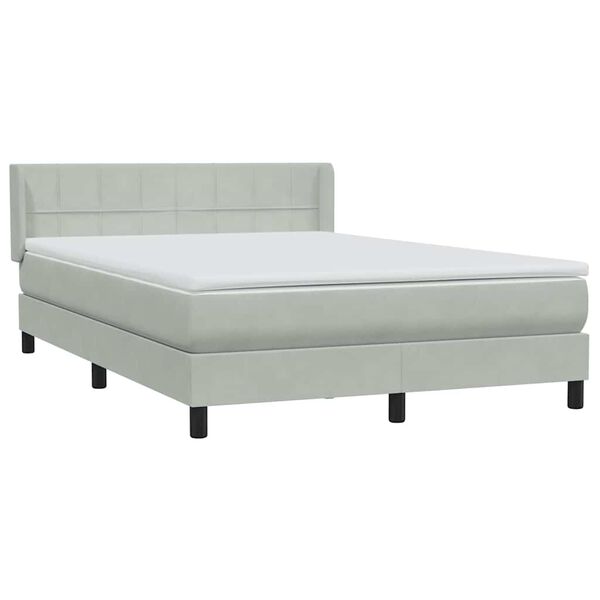 vidaXL Box Spring Posteľ s matracom Svetlosiv&aacute; 140x220 cm Zamat