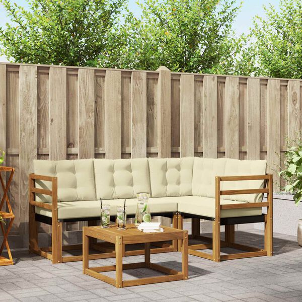 vidaXL Z&aacute;hradn&aacute; s&uacute;prava gaučov s vank&uacute;&scaron;om 5 pcs Pr&iacute;rodn&aacute; a kr&eacute;mov&aacute;