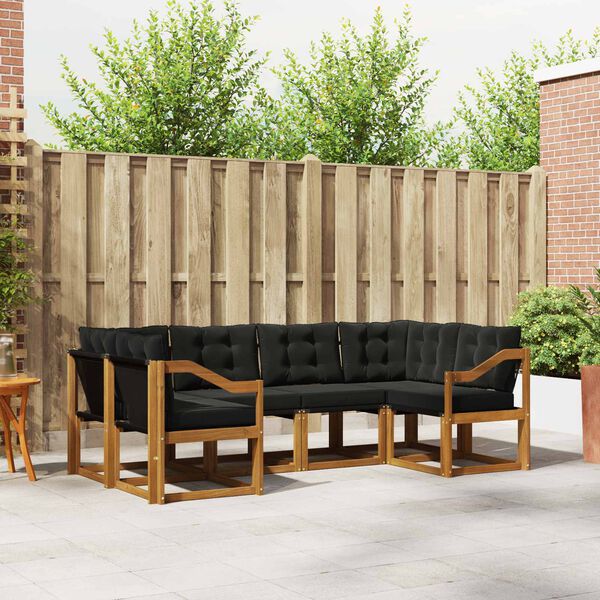 vidaXL Z&aacute;hradn&aacute; s&uacute;prava gaučov s vank&uacute;&scaron;om 6 pcs Pr&iacute;rodn&aacute; a čierna