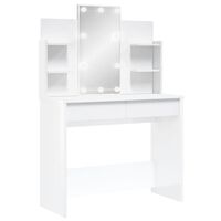 vidaXL Toaletný stolík s LED svetlami vysoký lesk biely 96x40x142 cm