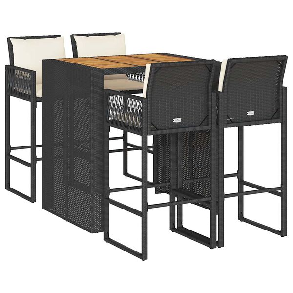 vidaXL 5-dielna z&aacute;hradn&aacute; barov&aacute; s&uacute;prava s vank&uacute;&scaron;mi polyratan ak&aacute;cia