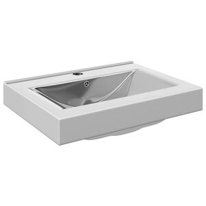 vidaXL Um&yacute;vadlo s prepadom 60x46x16 cm, keramika, strieborn&eacute;