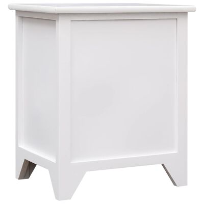 vidaXL Nočný stolík, biely 38x28x45 cm, drevo paulovnie