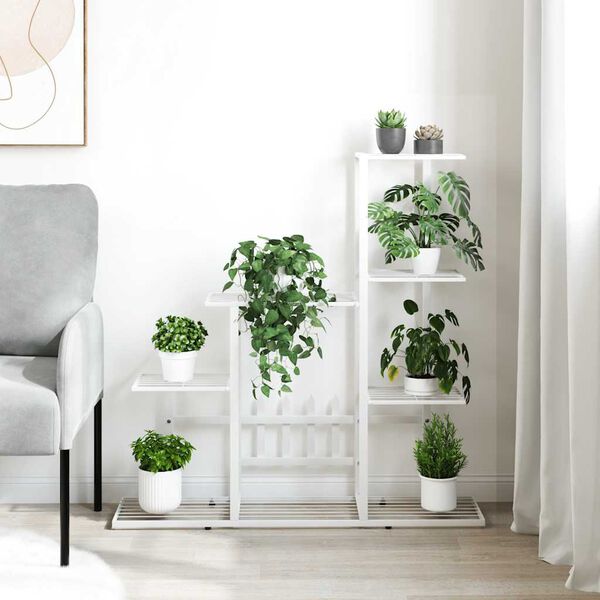 vidaXL Stojan na kvety 94,5x25x88 cm biely kovov&yacute;