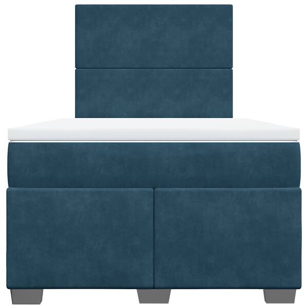 vidaXL Posteľn&yacute; r&aacute;m boxsping s matracom, modr&aacute; 120x190 cm, zamat