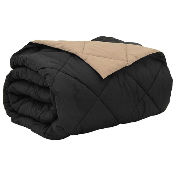 vidaXL Letn&aacute; prikr&yacute;vka Čierna a taupe 220 x 200 cm Mikrovl&aacute;kno