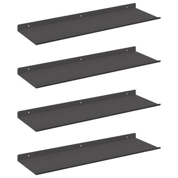 vidaXL Z&aacute;vesn&aacute; polica N&aacute;stenn&yacute; 4 pcs Čierny 60 x 18 x 2,5 cm Oceľ