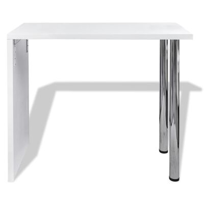 vidaXL Barový stolík, MDF, s 2 oceľovými nohami, vysoký lesk, biely
