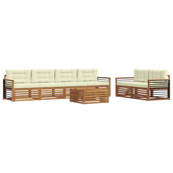 vidaXL Z&aacute;hradn&aacute; s&uacute;prava gaučov s vank&uacute;&scaron;om 7 pcs Pr&iacute;rodn&aacute; a kr&eacute;mov&aacute;