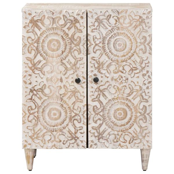 vidaXL &Uacute;ložn&yacute; bufet Biela 60 x 33,5 x 75 cm Mas&iacute;vne mango drevo